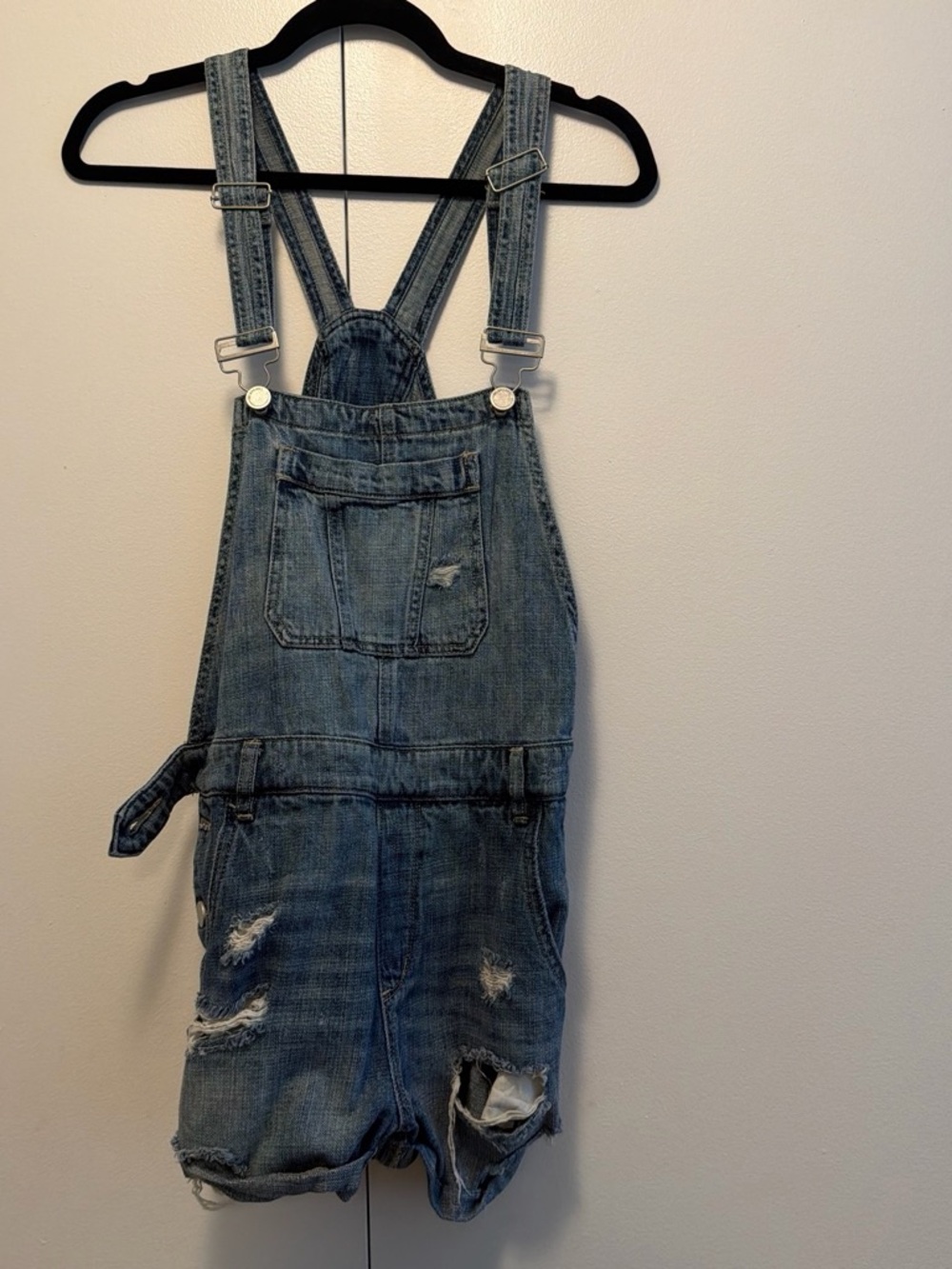 Women’s Blue Denim Short Overalls - Brand Unspecified